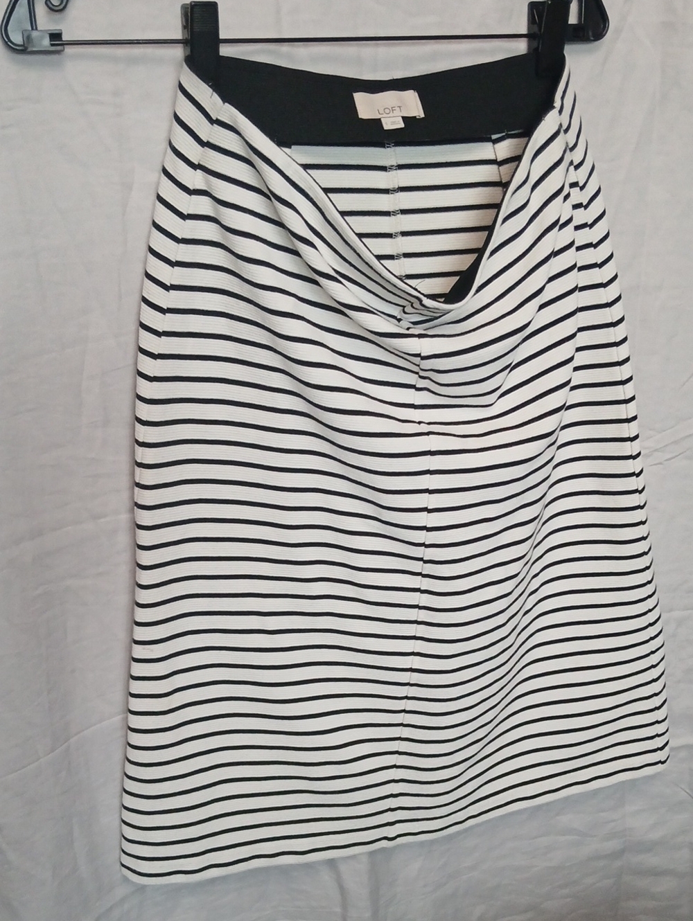 LOFT Black and White Striped Pencil Skirt
